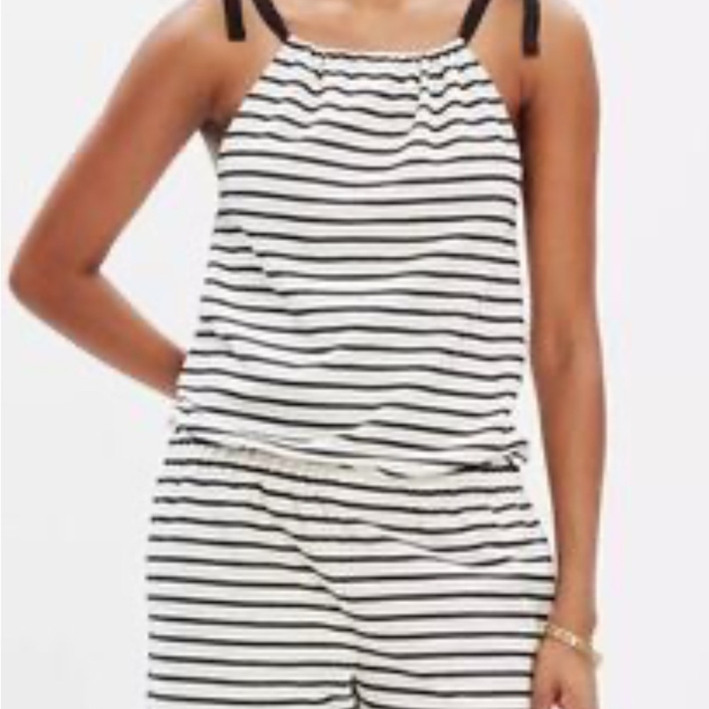 Madewell Black and Cream Knit romper